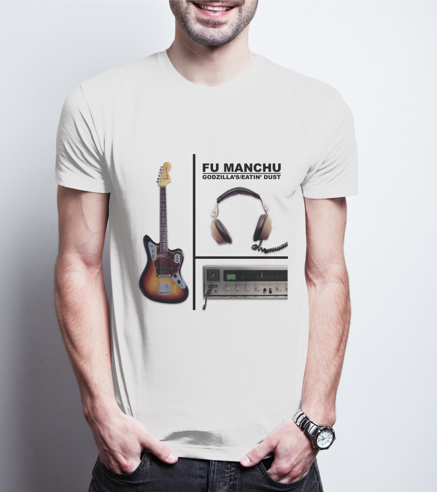 Fu Manchu Godzilla's Eatin' Dust Fmc-17W Guitar Headphones Amp T-Shirt