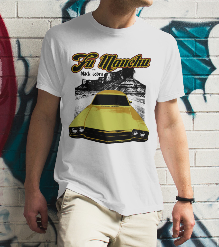 Fu Manchu With Black Cobra Desert Car Scene T-Shirt