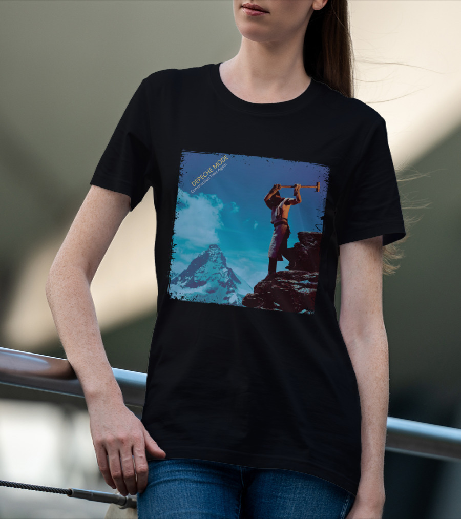 DEPECHE MODE Construction Time Again Worker On Mountain Rugged Skyline T-Shirt