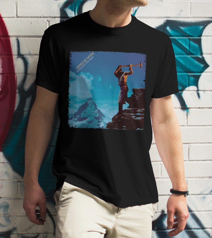 DEPECHE MODE Construction Time Again Worker On Mountain Rugged Skyline T-Shirt