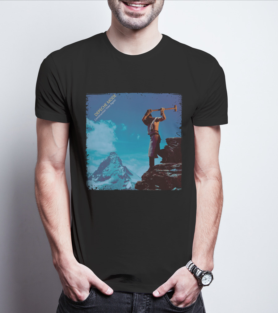 DEPECHE MODE Construction Time Again Worker On Mountain Rugged Skyline T-Shirt