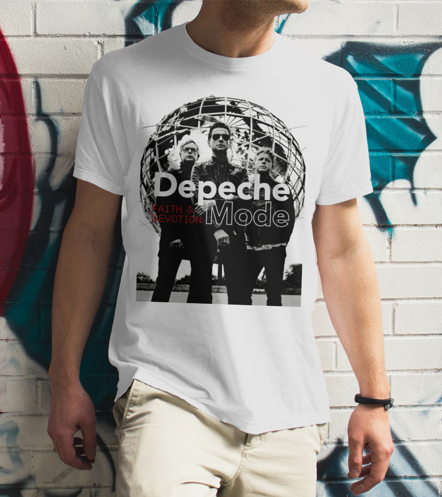 Depeche Mode Faith And Devotion Iconic Band Members In Front Of Unisphere T-Shirt