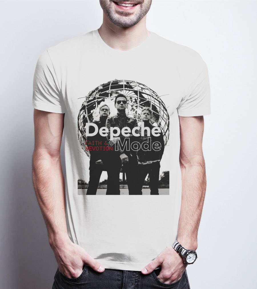Depeche Mode Faith And Devotion Iconic Band Members In Front Of Unisphere T-Shirt