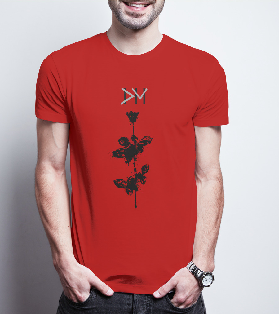 Dpm 46 Black Rose Graphic On Red T-Shirt