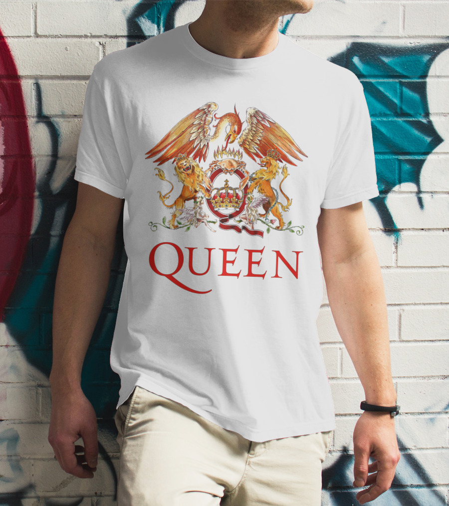 Queen Crest Logo With Two Lions And Phoenix T-Shirt