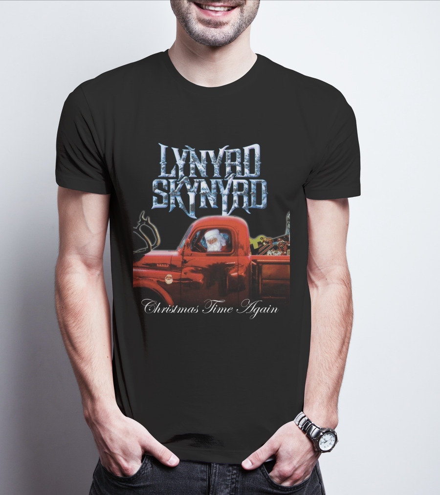 Lynyrd Skynyrd Christmas Time Again Santa In Red Truck T-Shirt