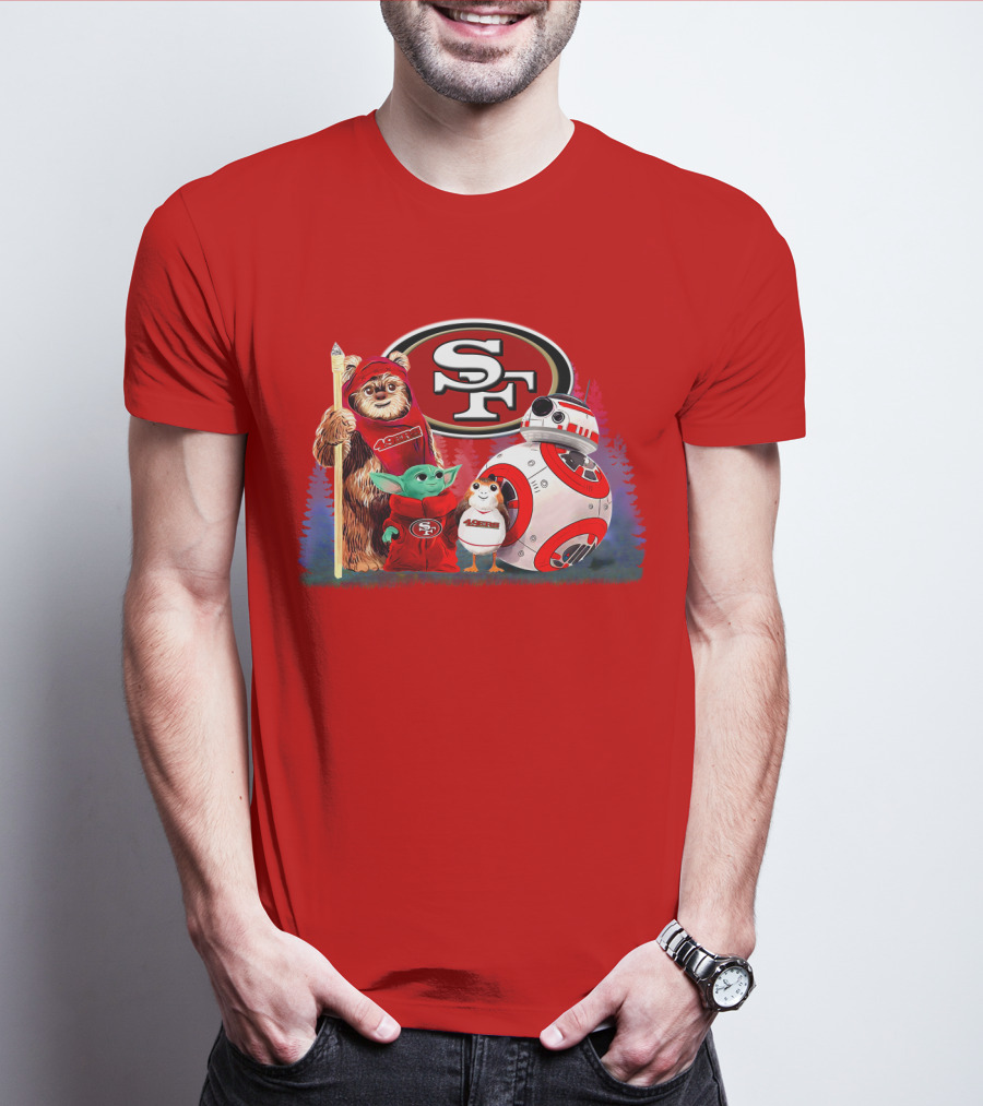 Star Wars SF 49ers Ewok Yoda BB-8 Porg Team Fan Gear T-Shirt