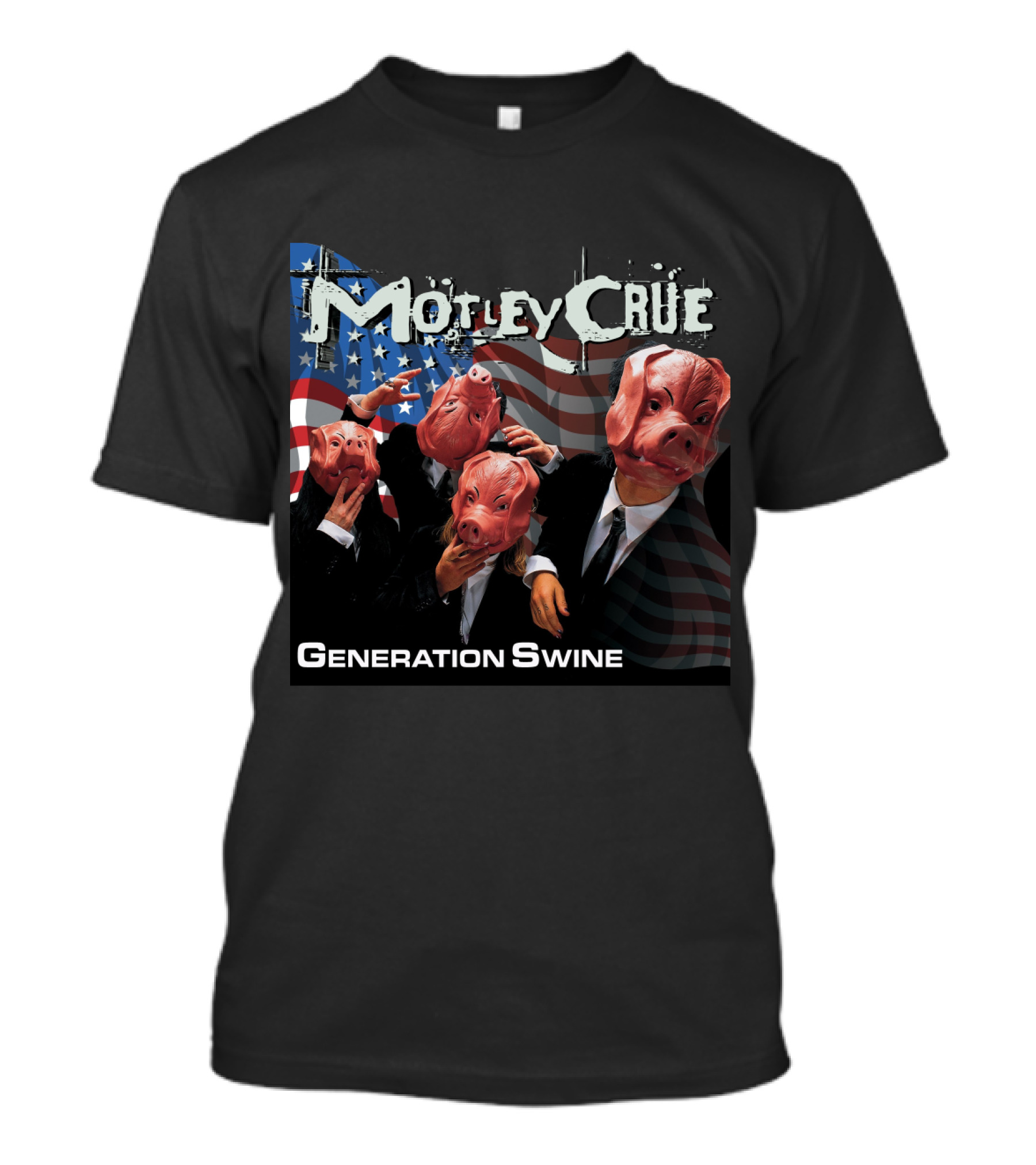 Motley Crue Generation Swine American Flag Pig Masks T-Shirt