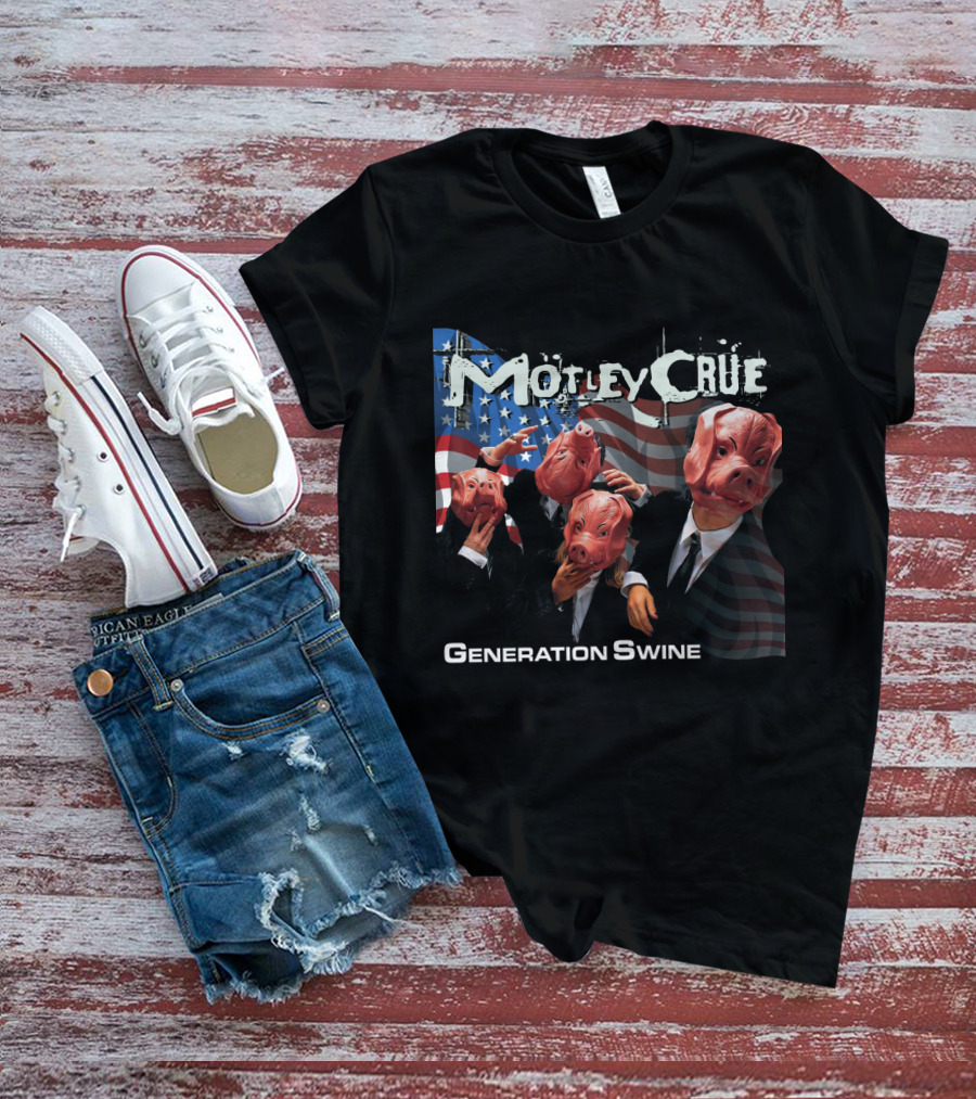 Motley Crue Generation Swine American Flag Pig Masks T-Shirt