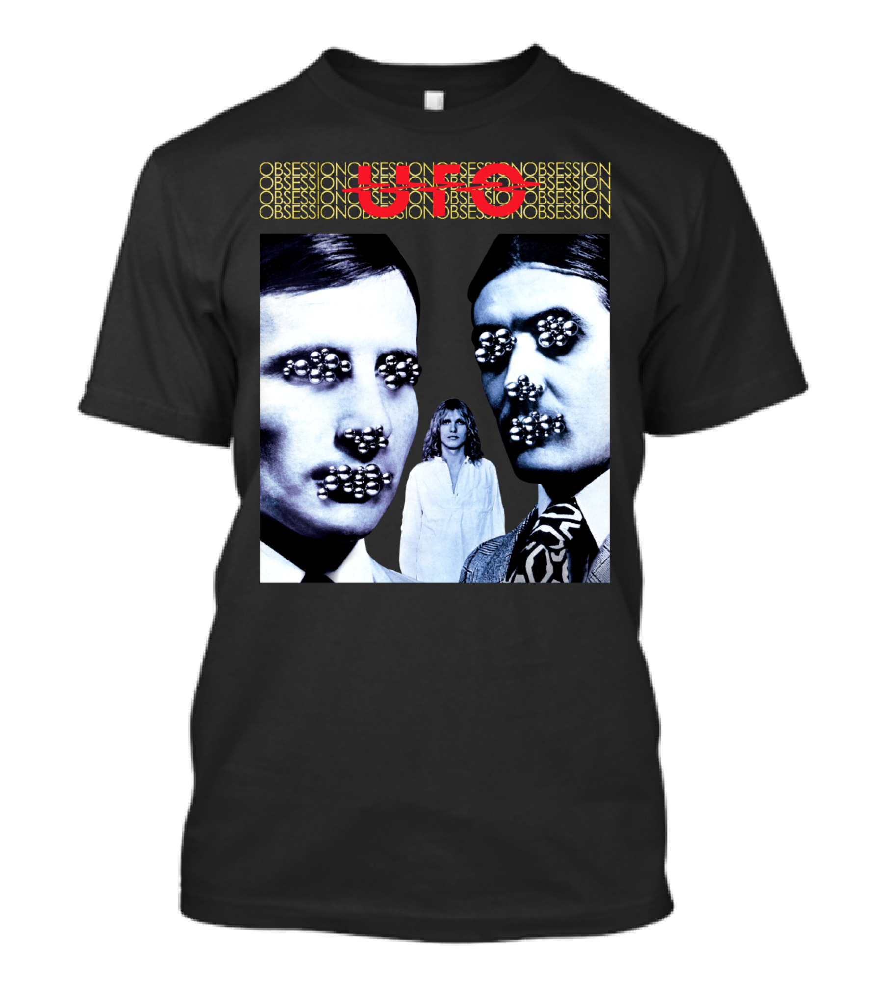 UFO Obsession Faces With Metallic Beads T-Shirt