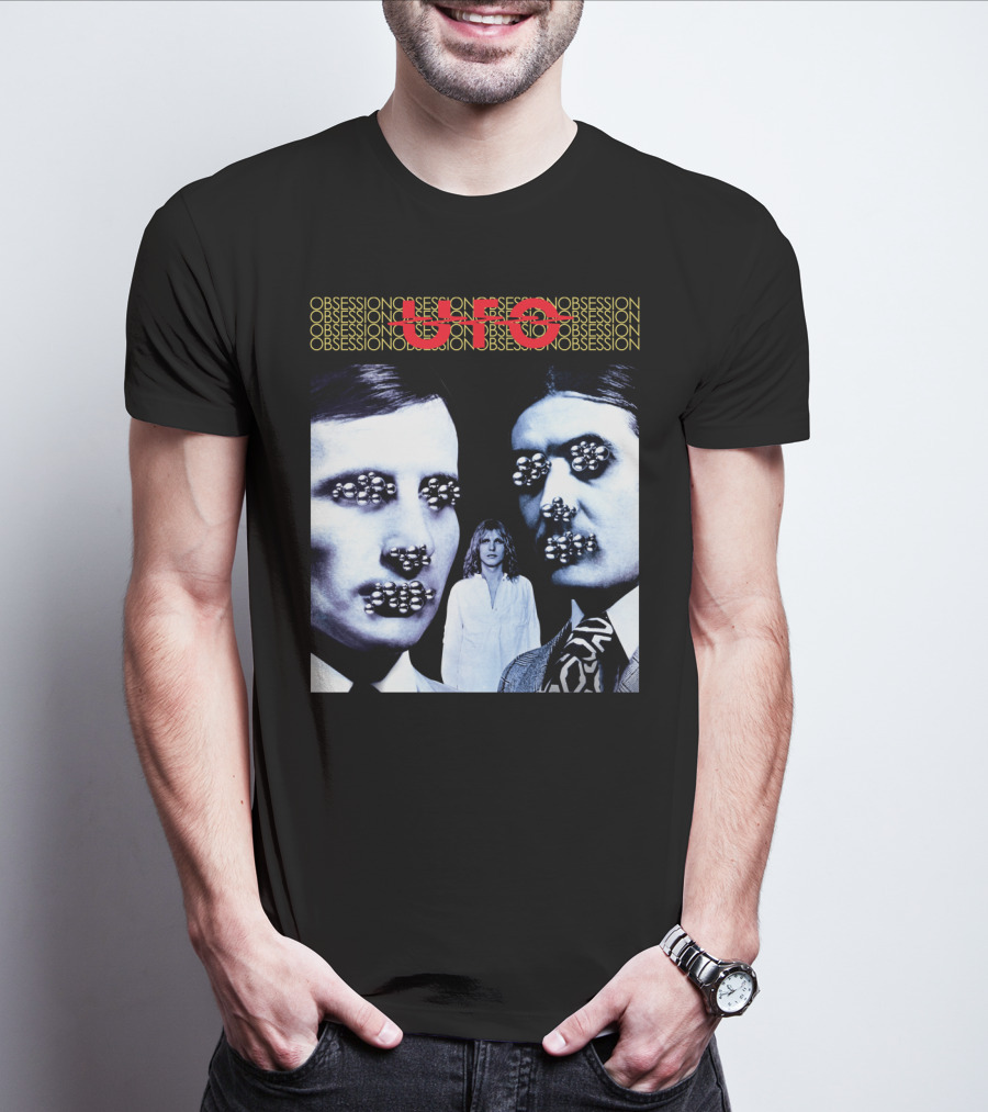 UFO Obsession Faces With Metallic Beads T-Shirt