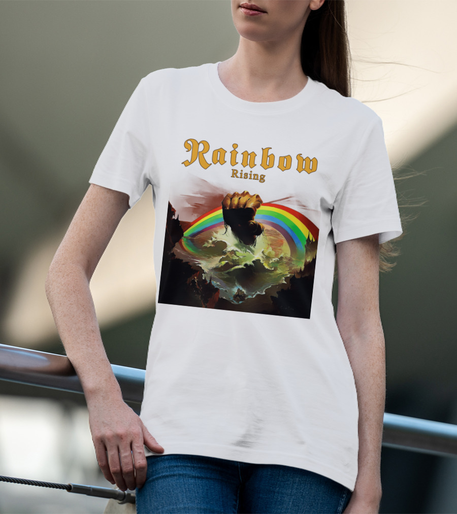Rainbow Rising Fist And Rainbow Wave T-Shirt