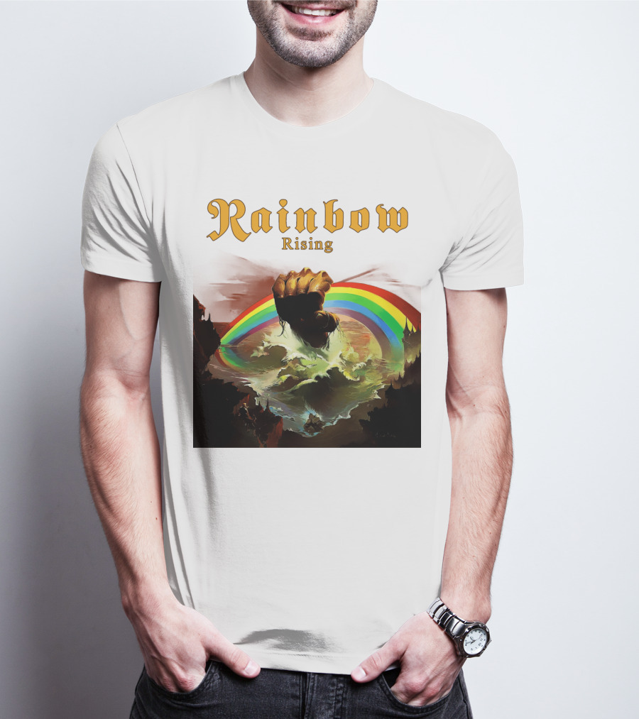 Rainbow Rising Fist And Rainbow Wave T-Shirt