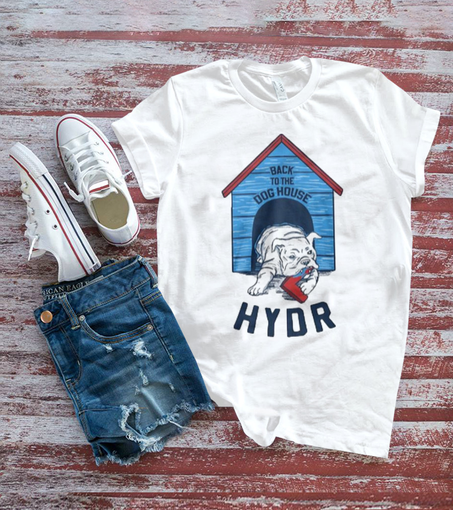 Back To The Dog House HYDR Bulldog With Doghouse And Letter C T-Shirt