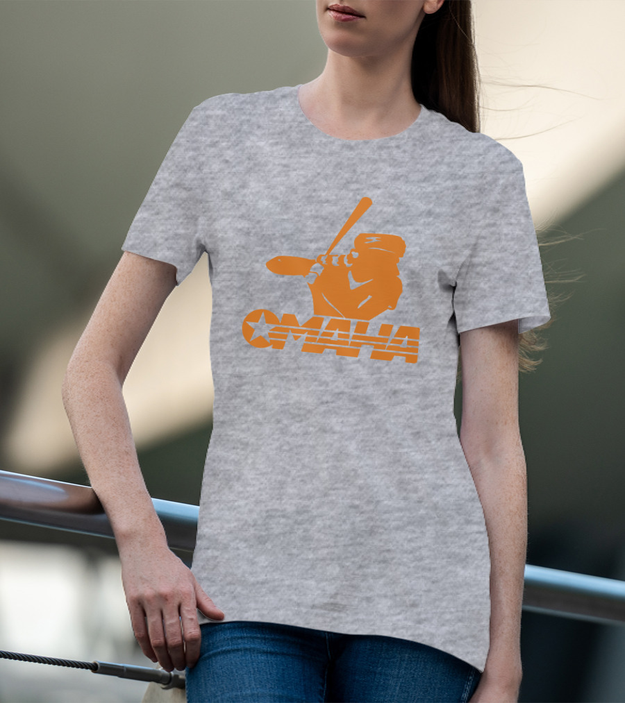 TN Omaha Baseball Silhouette With Star In Orange T-Shirt