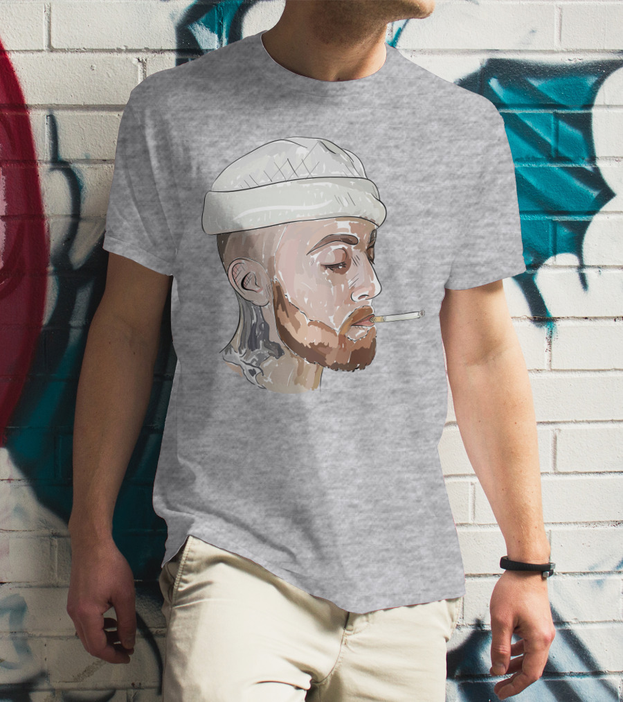 Graphic Beanie Skull Smoking T-Shirt