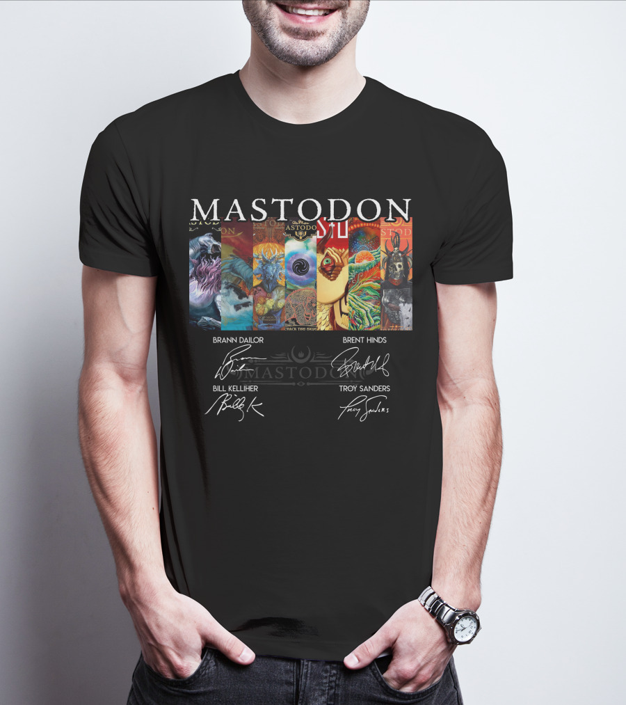 Mastodon Signed Album Art Brann Dailor Brent Hinds Bill Kelliher Troy Sanders T-Shirt