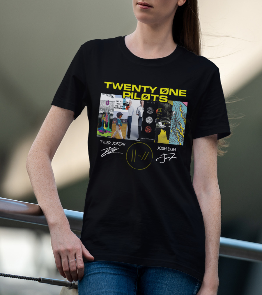 Twenty Øne Piløts Album Art And Signatures Tyler Joseph Josh Dun T-Shirt
