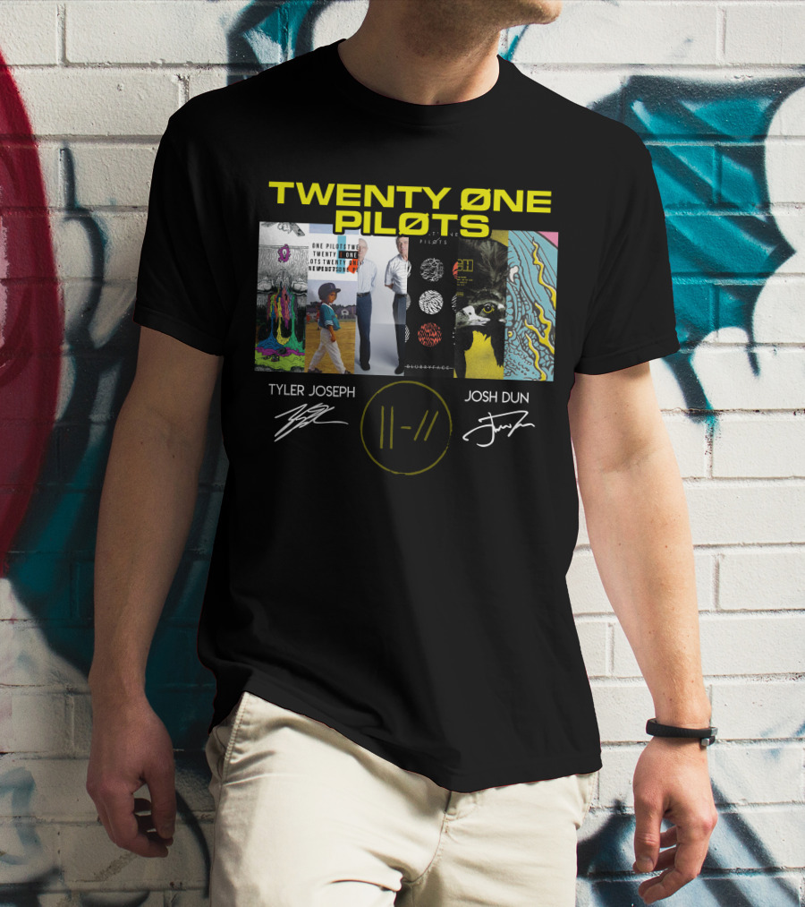 Twenty Øne Piløts Album Art And Signatures Tyler Joseph Josh Dun T-Shirt