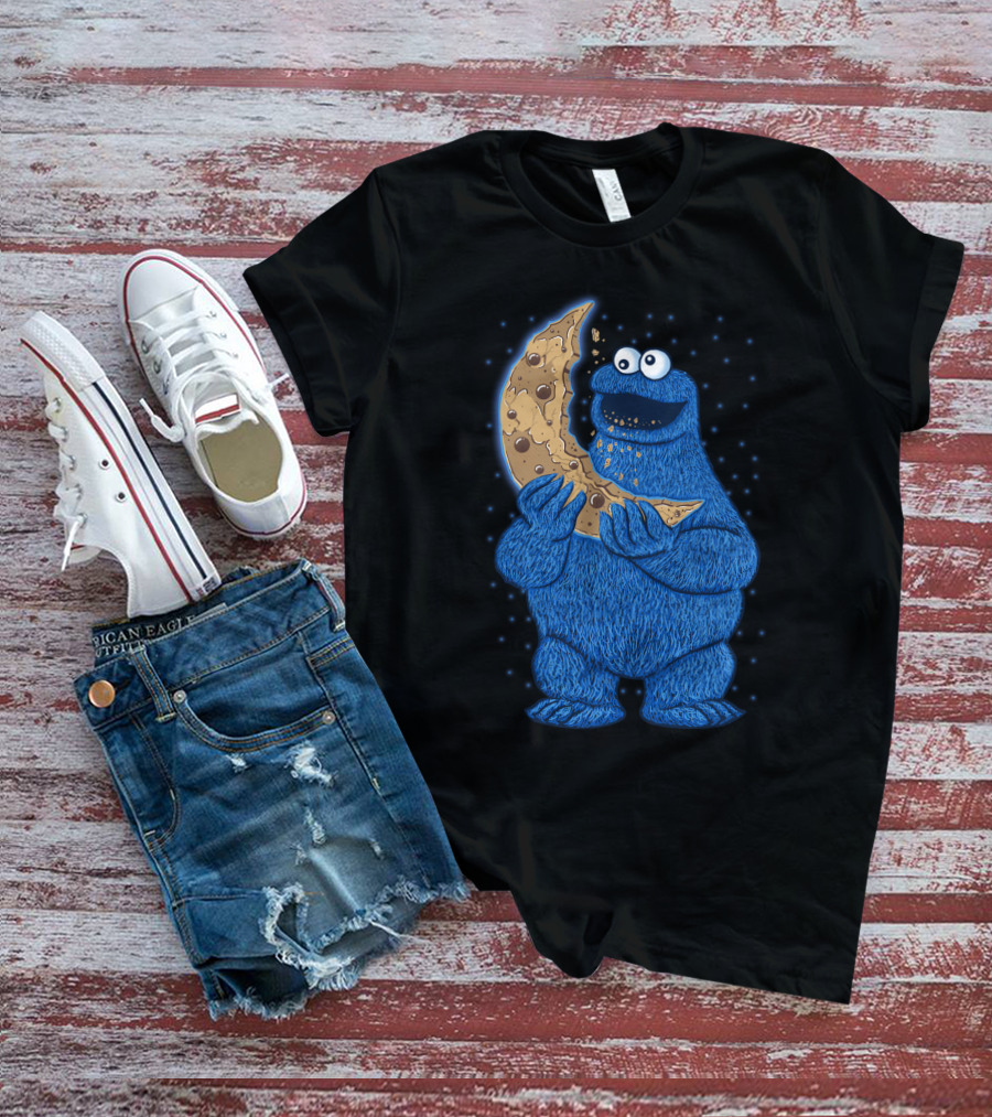 Cookie Monster Eating Moon Cookie T-Shirt
