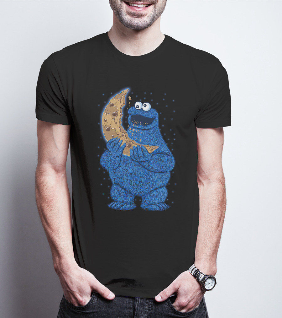 Cookie Monster Eating Moon Cookie T-Shirt