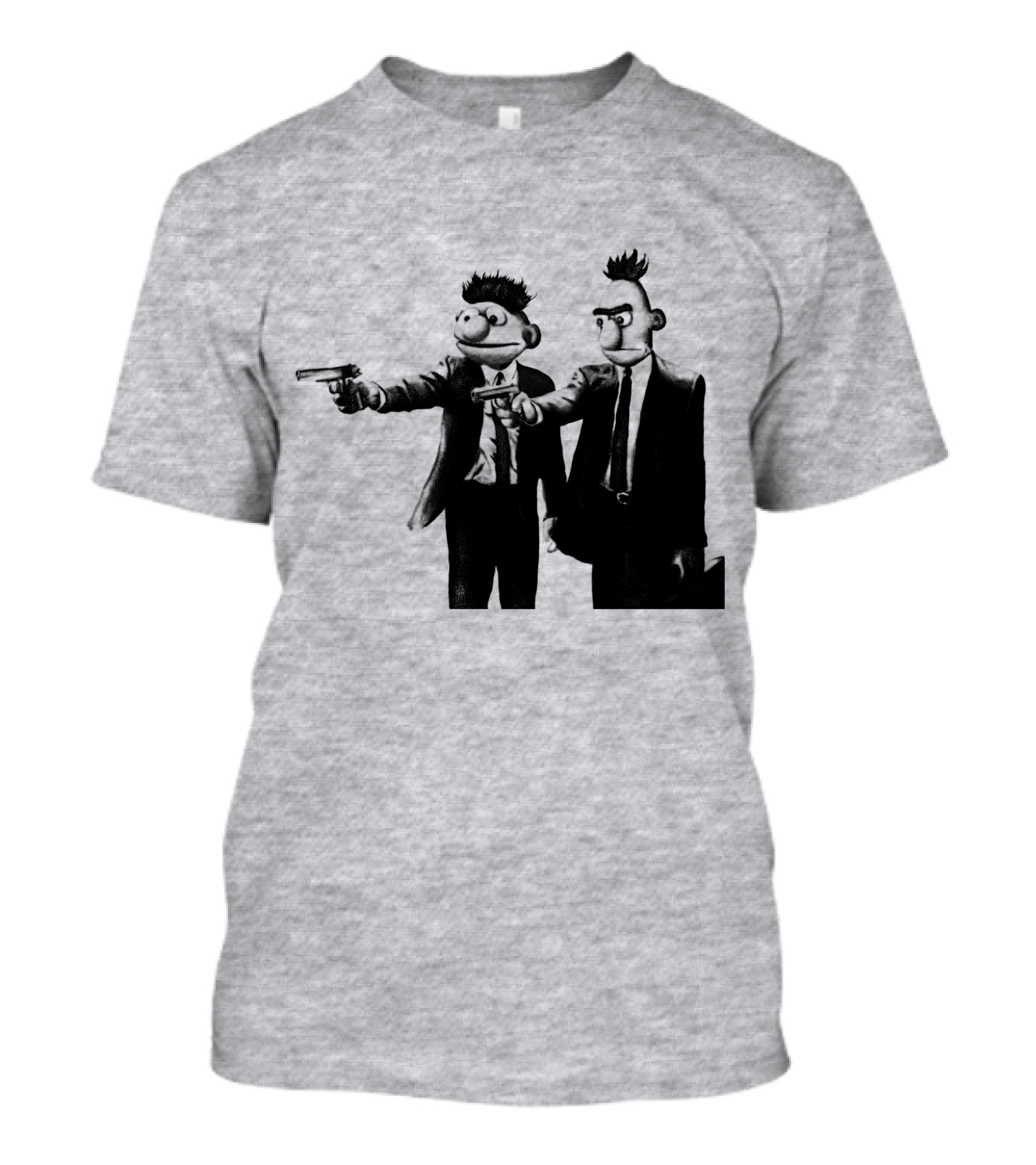 Pulp Fiction Style Characters On Yellow T-Shirt