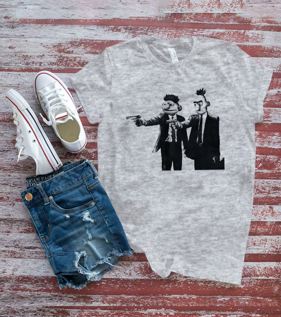 Pulp Fiction Style Characters On Yellow T-Shirt