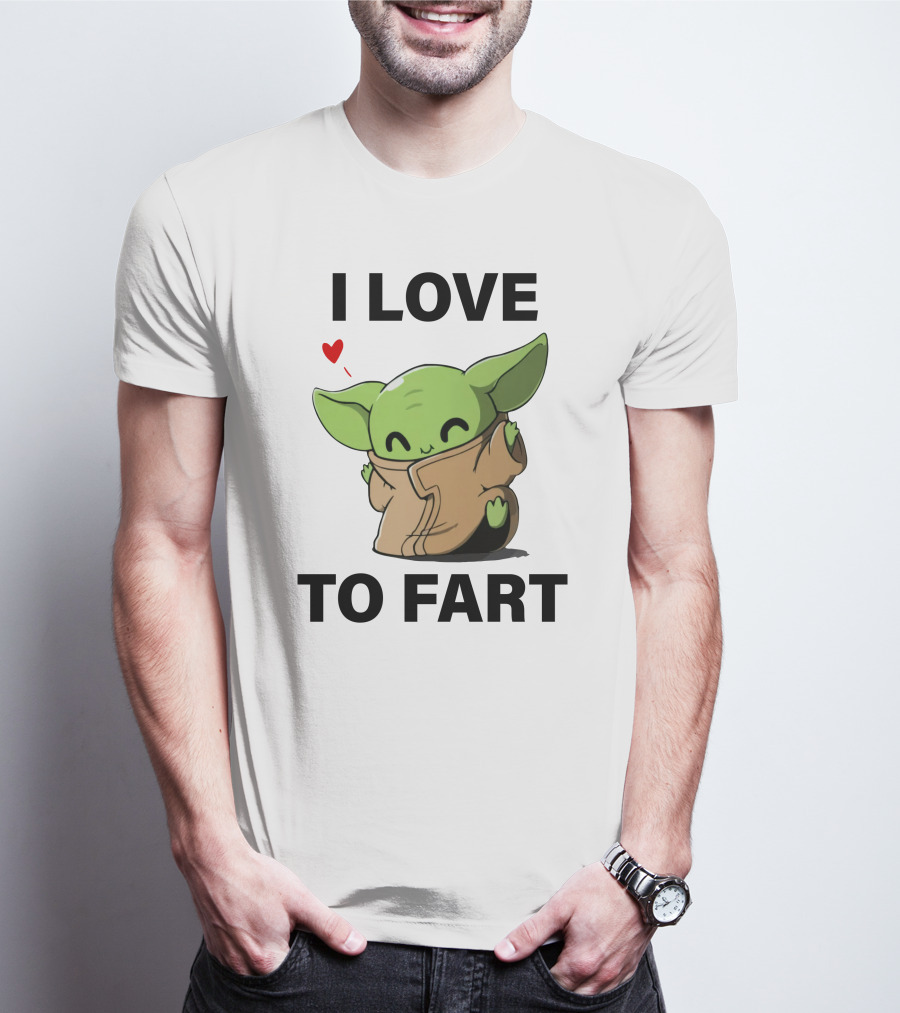 I LOVE TO FART BABY YODA GREEN ALIEN WITH HEART T-Shirt