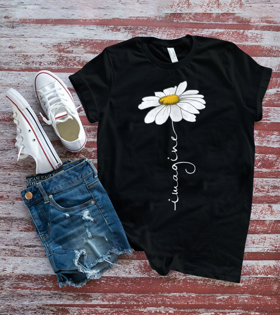 Imagine Flower Daisy Text T-Shirt