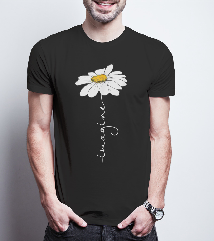 Imagine Flower Daisy Text T-Shirt