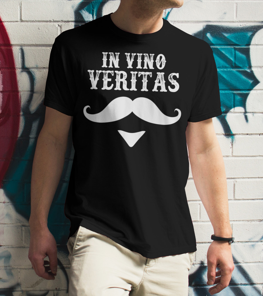 In Vino Veritas With Mustache Emblem Doc Holiday Western T-Shirt