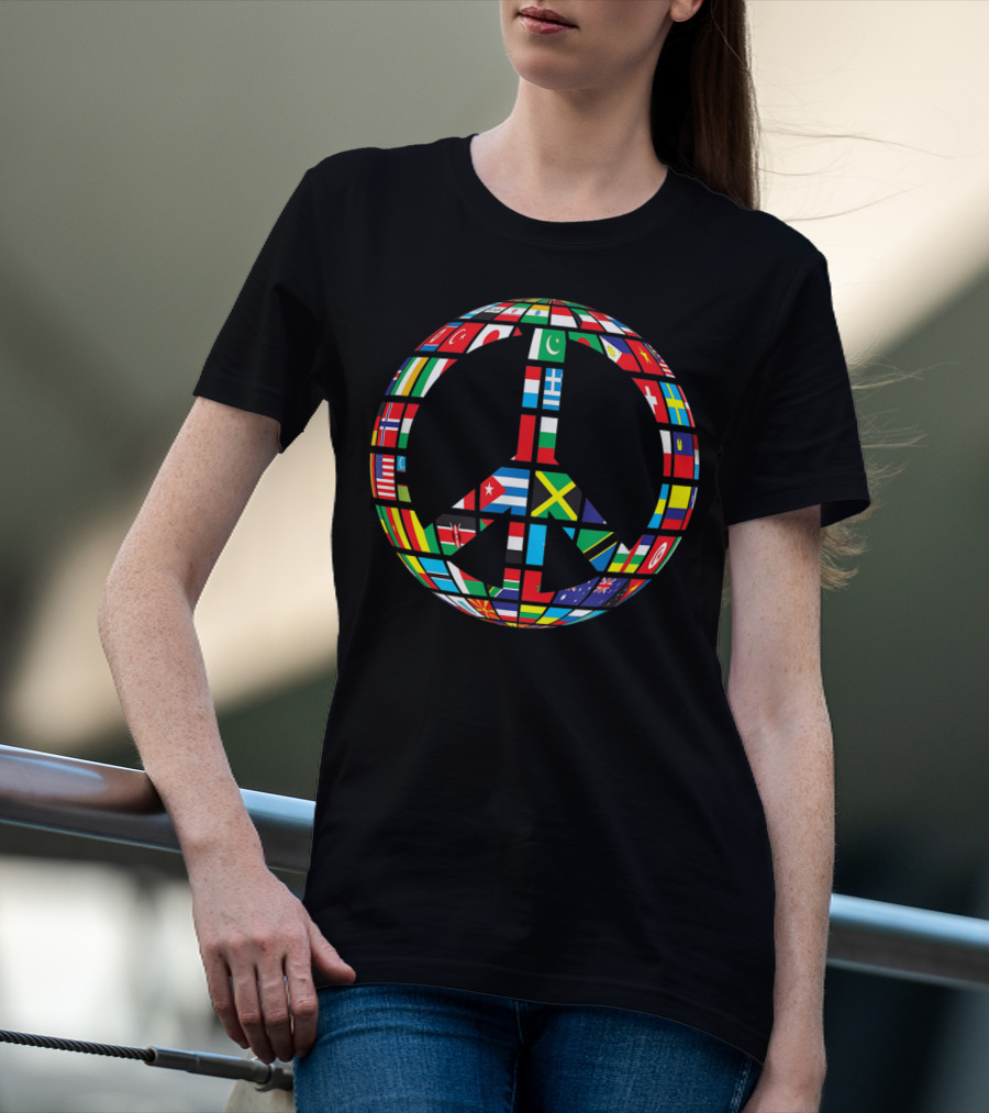 International Flag Peace Symbol Multicultural Unity T-Shirt