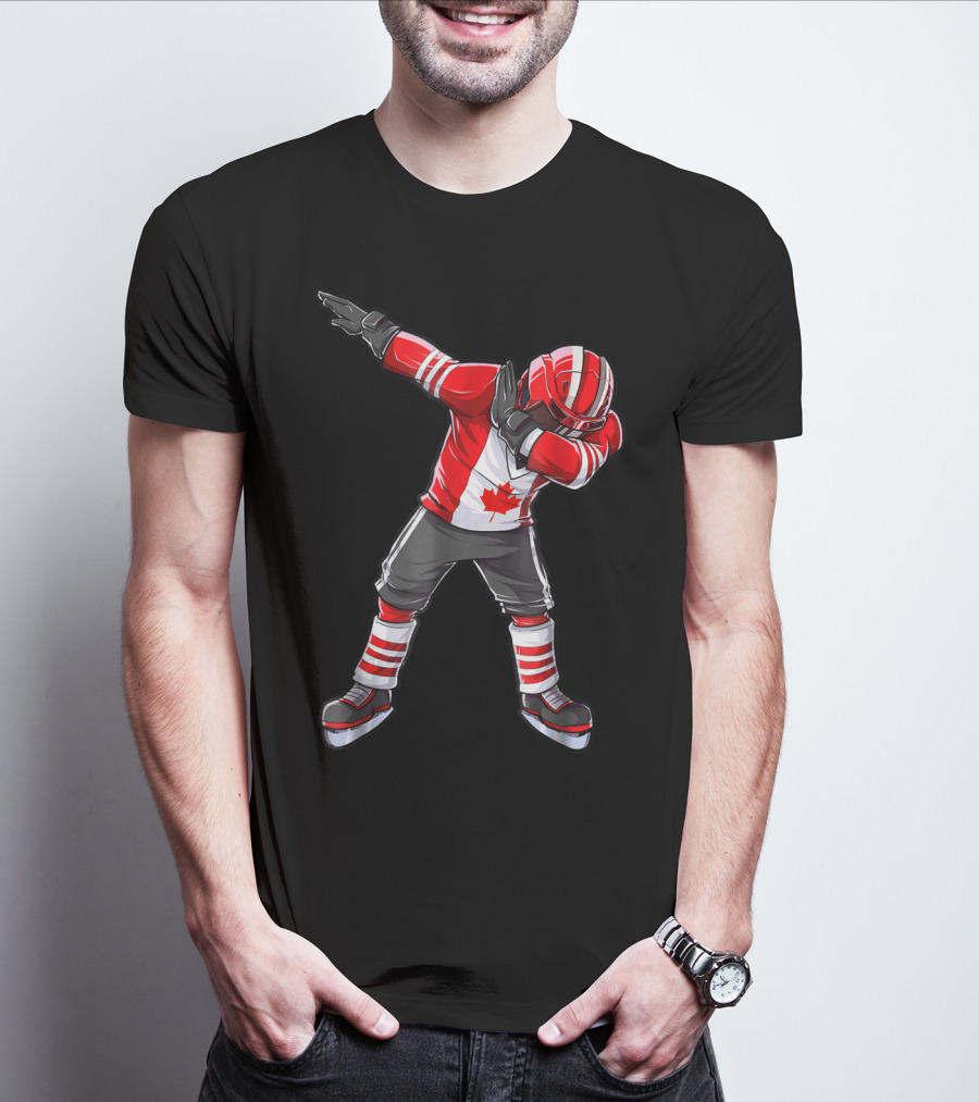 Dabbing Canada Flag Hockey Squad Boys Men Ice2 T-Shirt