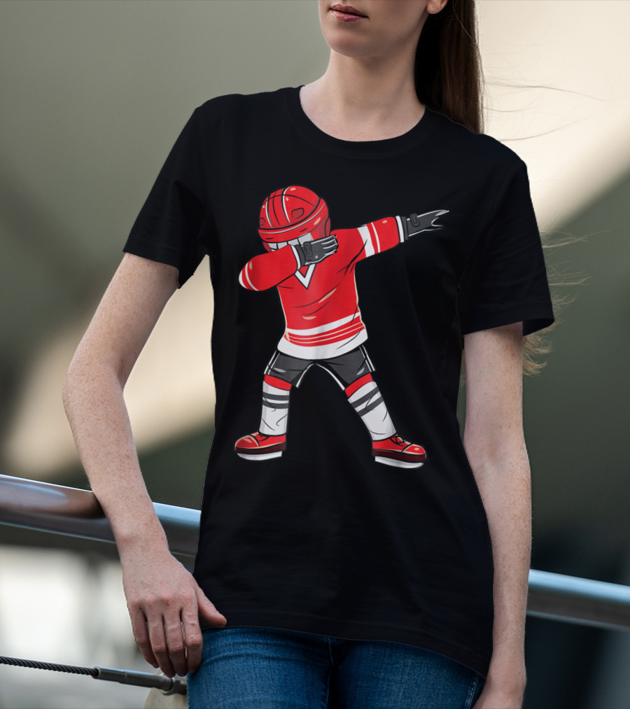 Dabbing Ice Hockey Funny Dab Squad Red Jersey T-Shirt