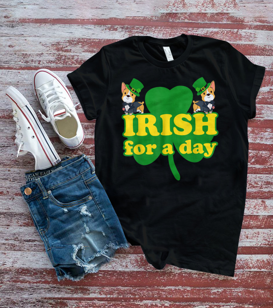 Irish For A Day Shamrock Pembroke Welsh Corgi T-Shirt