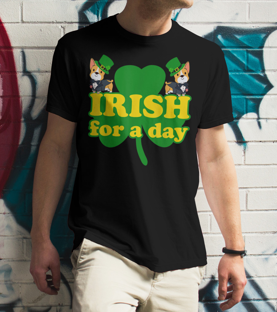 Irish For A Day Shamrock Pembroke Welsh Corgi T-Shirt