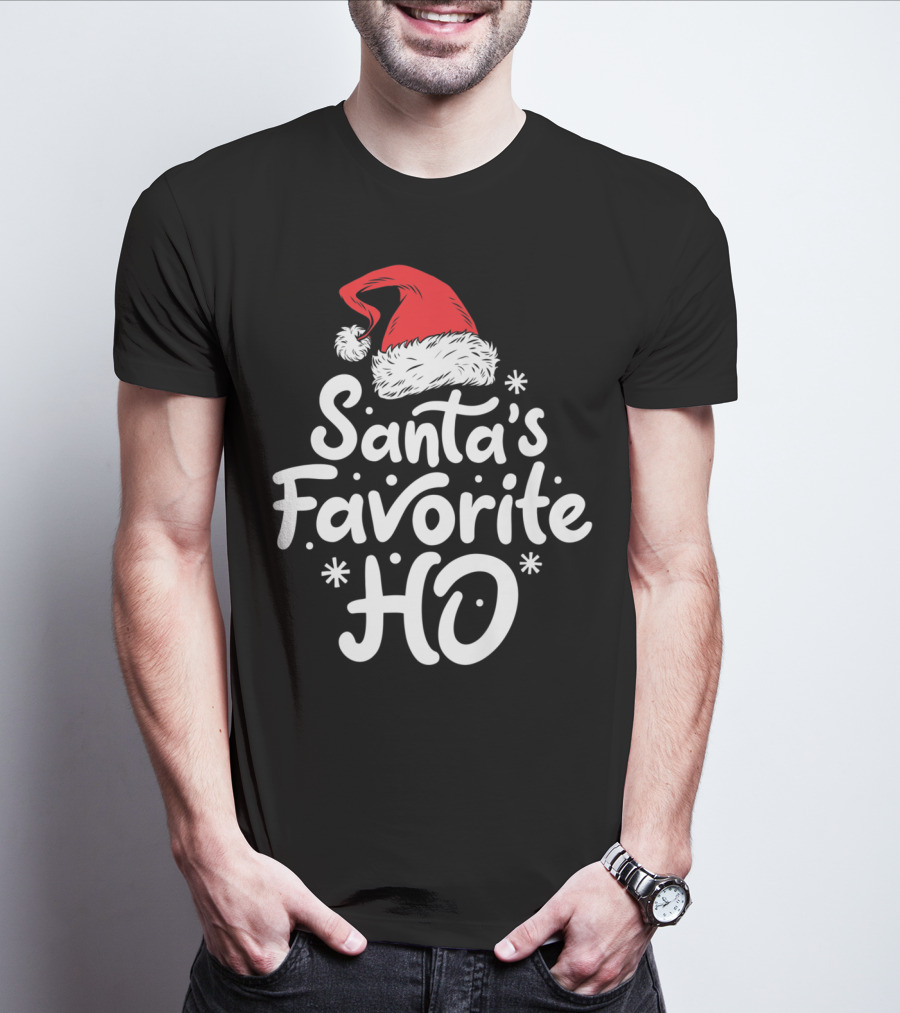 Santa's Favorite Ho Christmas Women Santa Hat T-Shirt