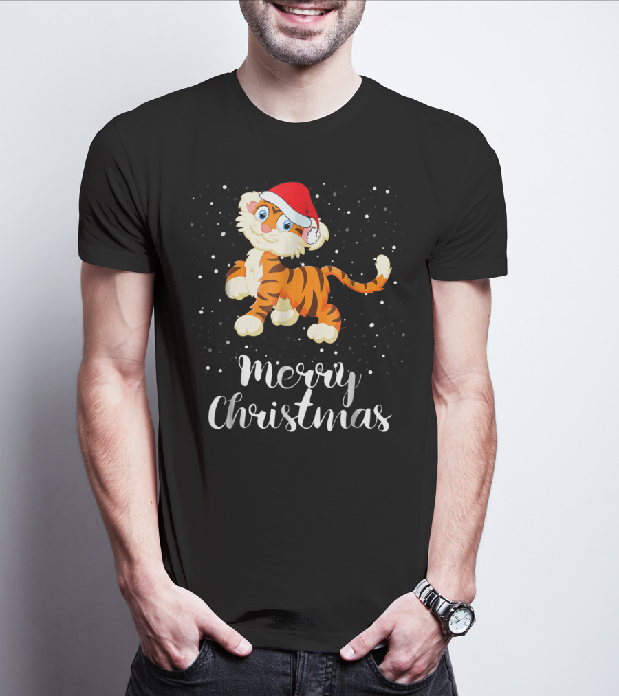 Merry Christmas Tiger Funny Christmas Matching Family Group T-Shirt