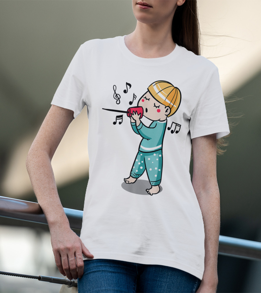 Valentines Couples Boy Her Him Girls Singing Music Notes T-Shirt