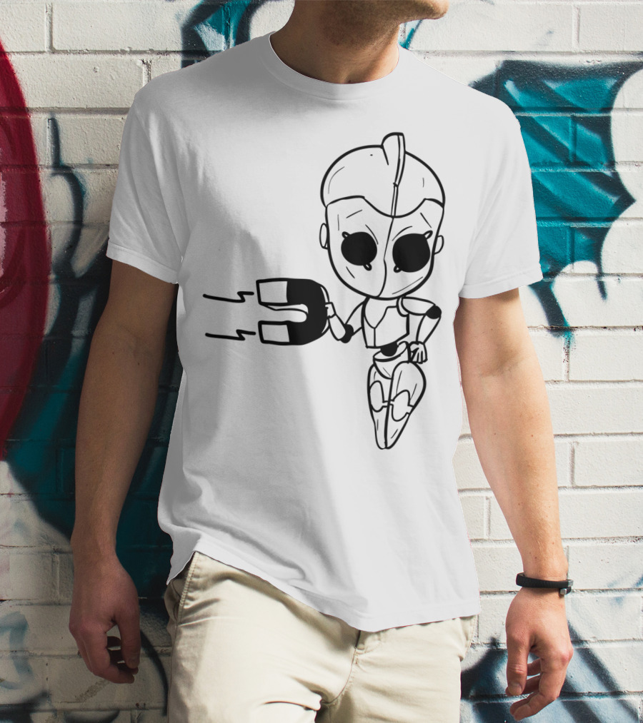 Valentines Couples Girl Her Him Girls Magnet Robot T-Shirt