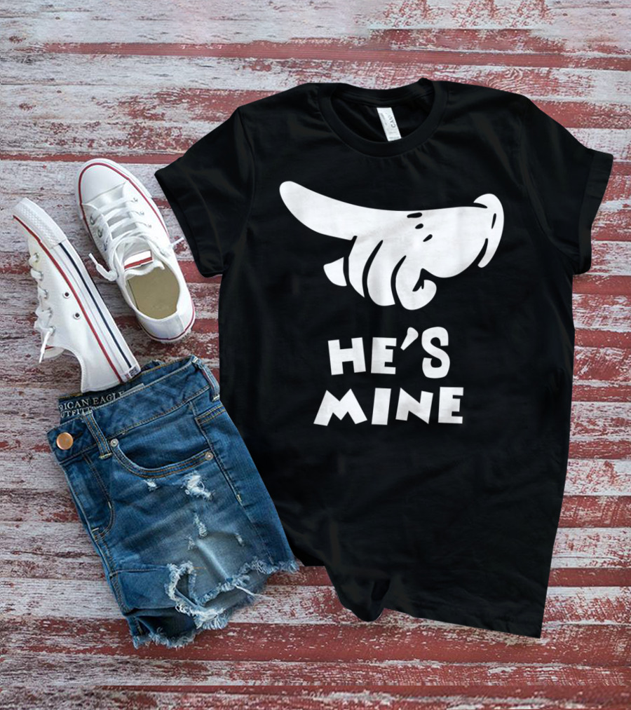 Valentines Day He's Mine Couples Hand Design 15 T-Shirt