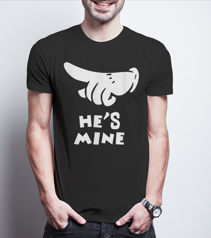 Valentines Day He's Mine Couples Hand Design 15 T-Shirt