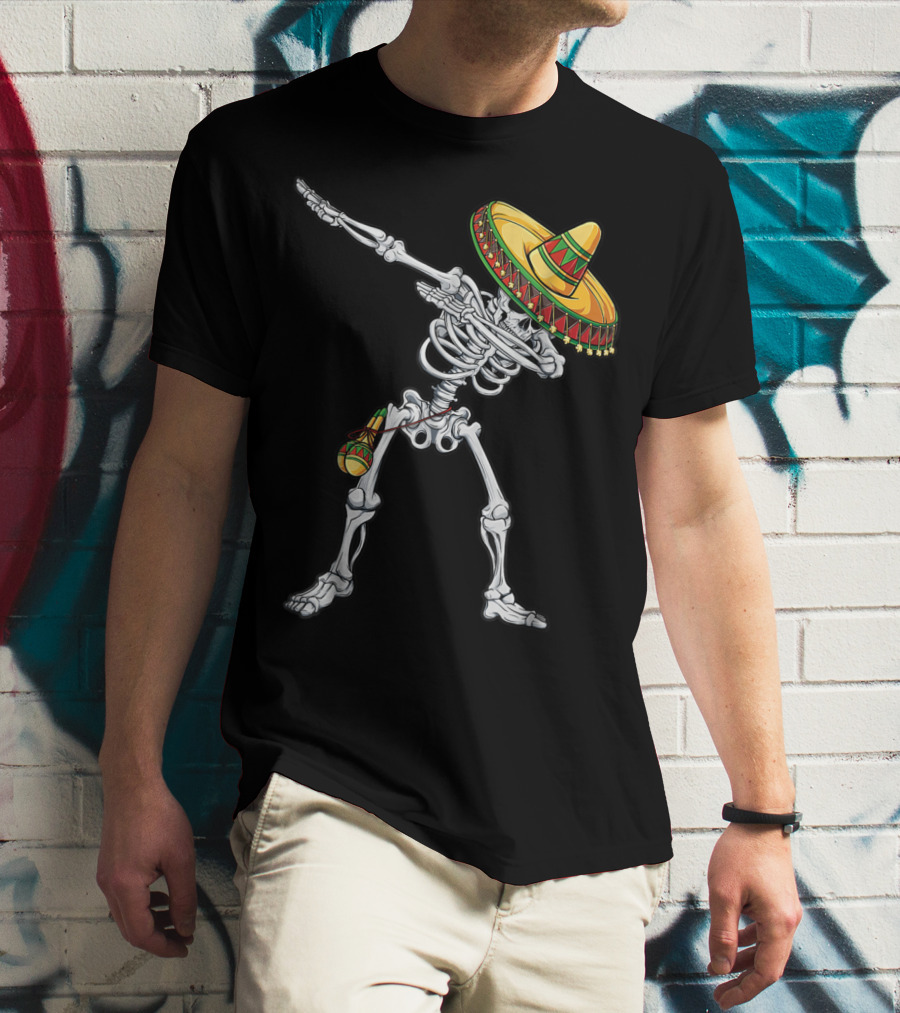 Skeleton Dabbing Sombrero Cinco De Mayo T-Shirt