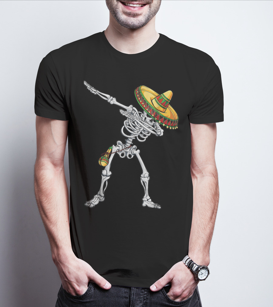 Skeleton Dabbing Sombrero Cinco De Mayo T-Shirt