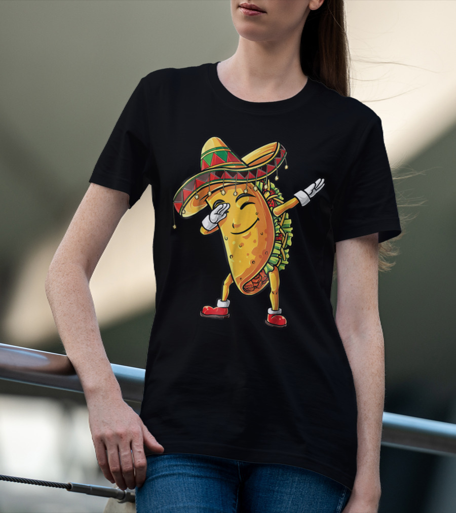 Dabbing Taco Sombrero Cinco De Mayo Kids Boys Girls Fun T-Shirt