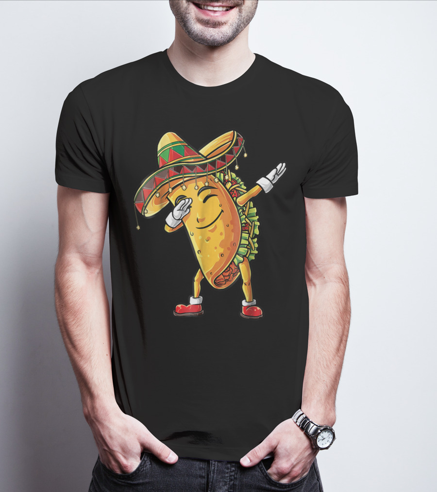 Dabbing Taco Sombrero Cinco De Mayo Kids Boys Girls Fun T-Shirt
