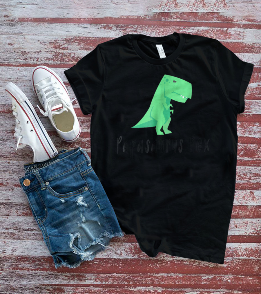 Papasaurus Rex Cute Dinosaur Dad Funny T-Shirt