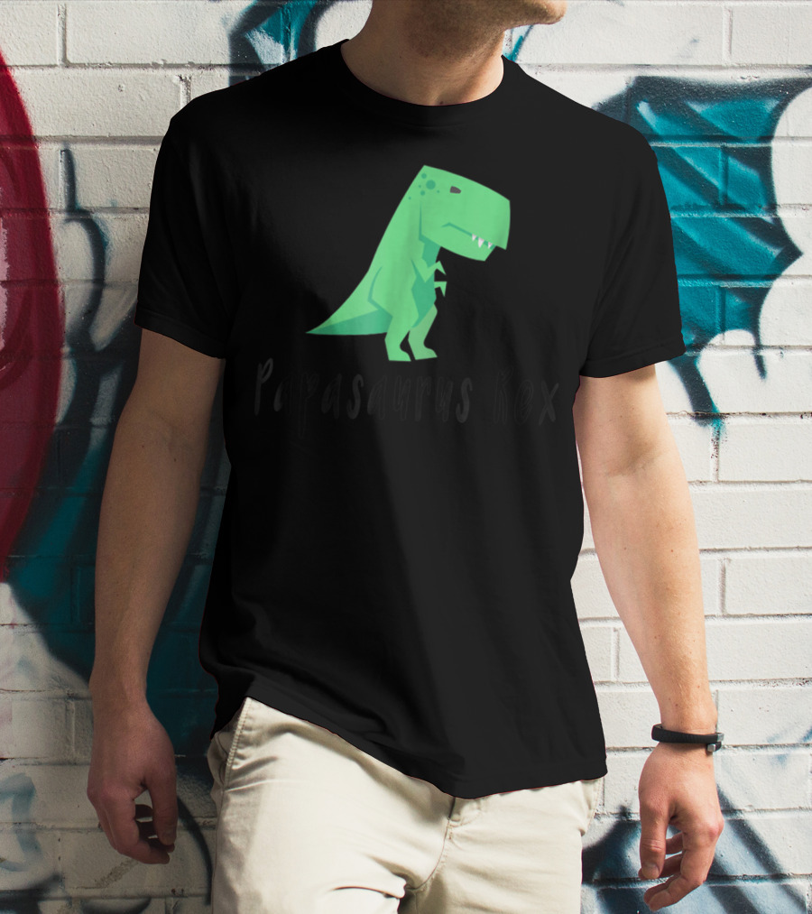 Papasaurus Rex Cute Dinosaur Dad Funny T-Shirt