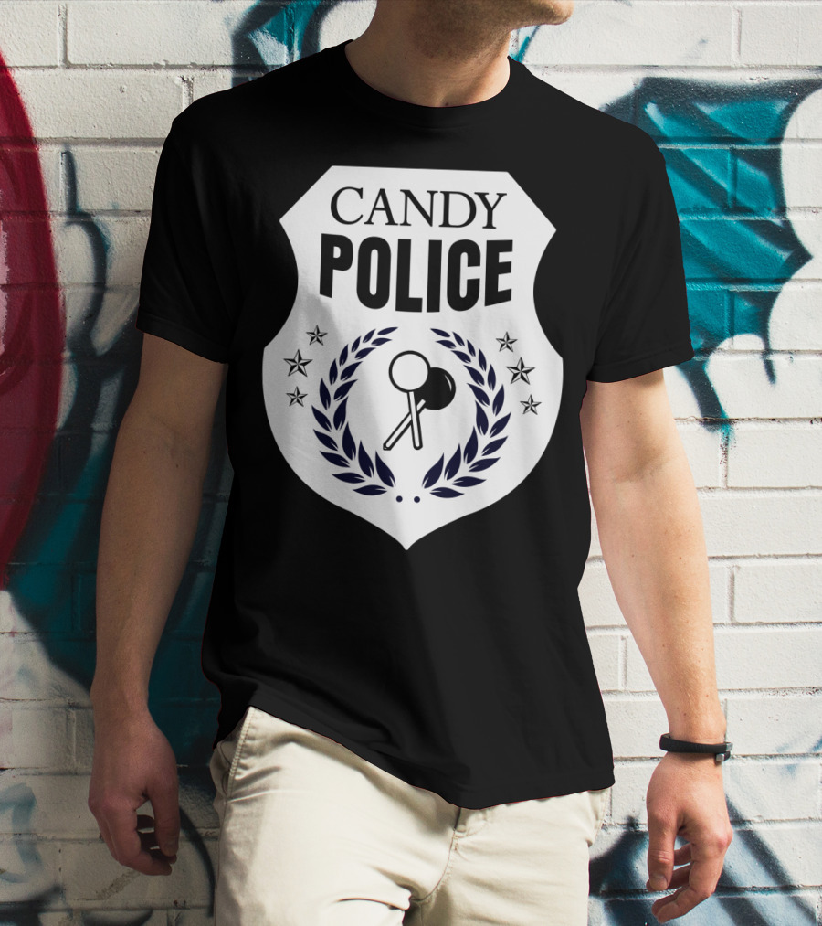 Candy Police Badge Funny Halloween Saying Parent Tee28 T-Shirt