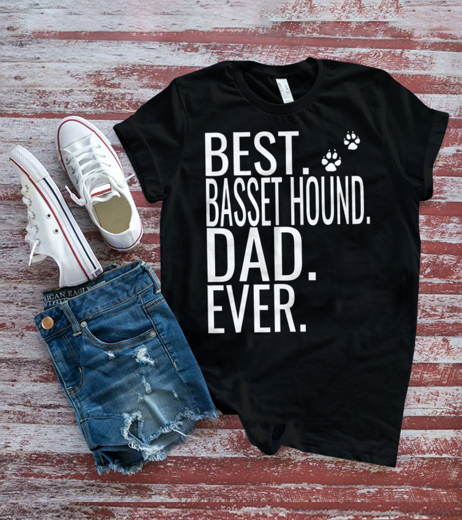 Best Basset Hound Dad Ever Mens Dog Paw Prints T-Shirt